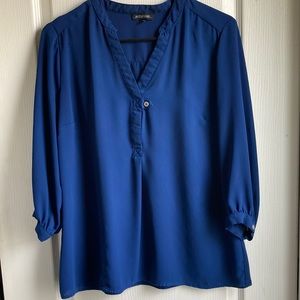 Notations blue 3/4 sleeve blouse S